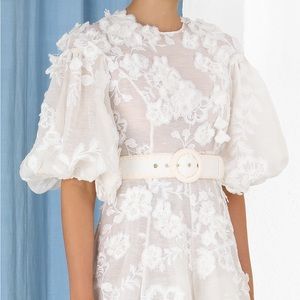 Zimmermann floral appliqué dress ivory postcard size 1